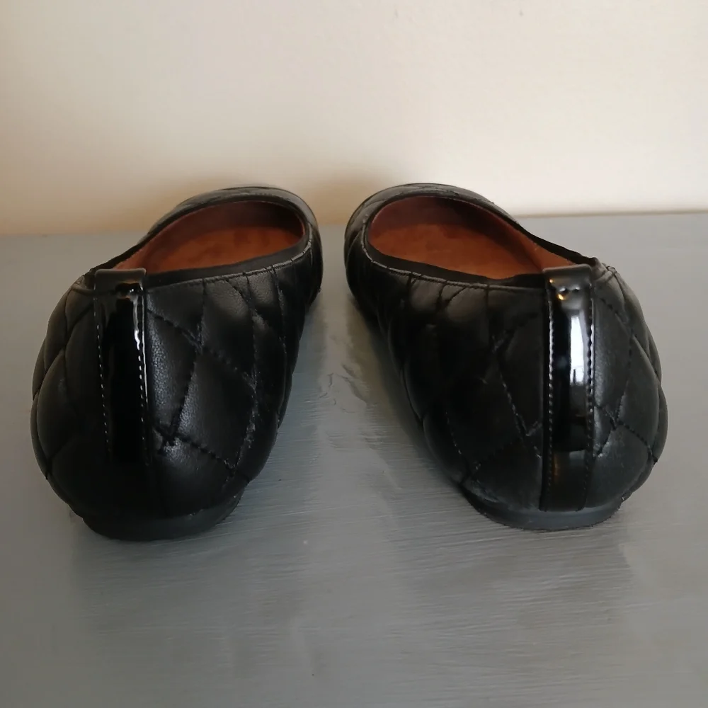 Vionic 8.5 Desiree Black Patent Quilted Ballet Flats comfort Shoes round toe - Picture 4 of 10